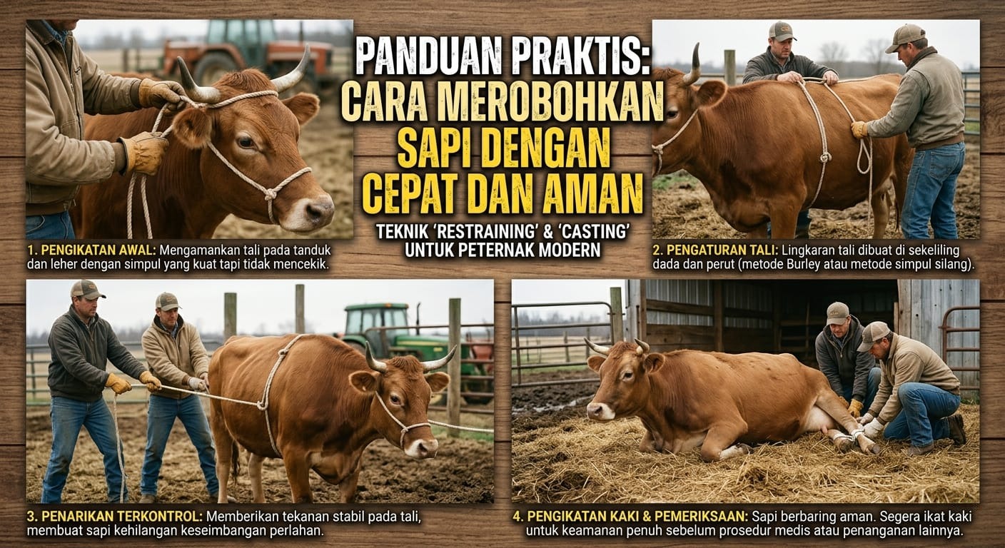 panduan cara merobohkan sapi dengan cepat dan aman