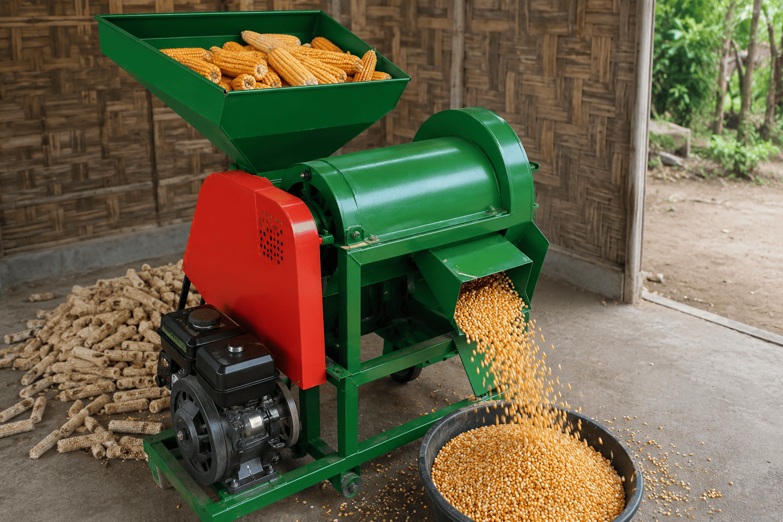 cara menggunakan mesin pemipil jagung