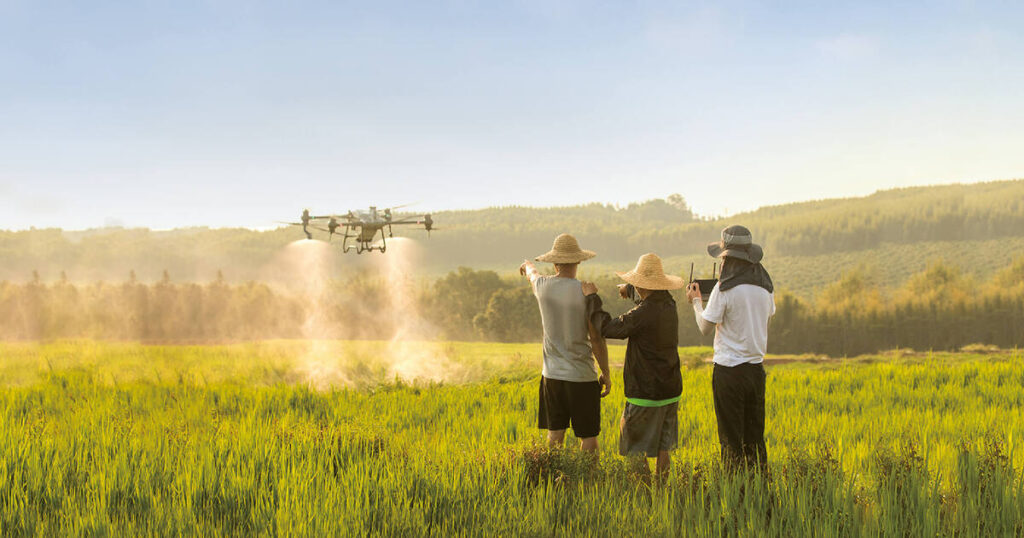 cara kerja drone sprayer pertanian