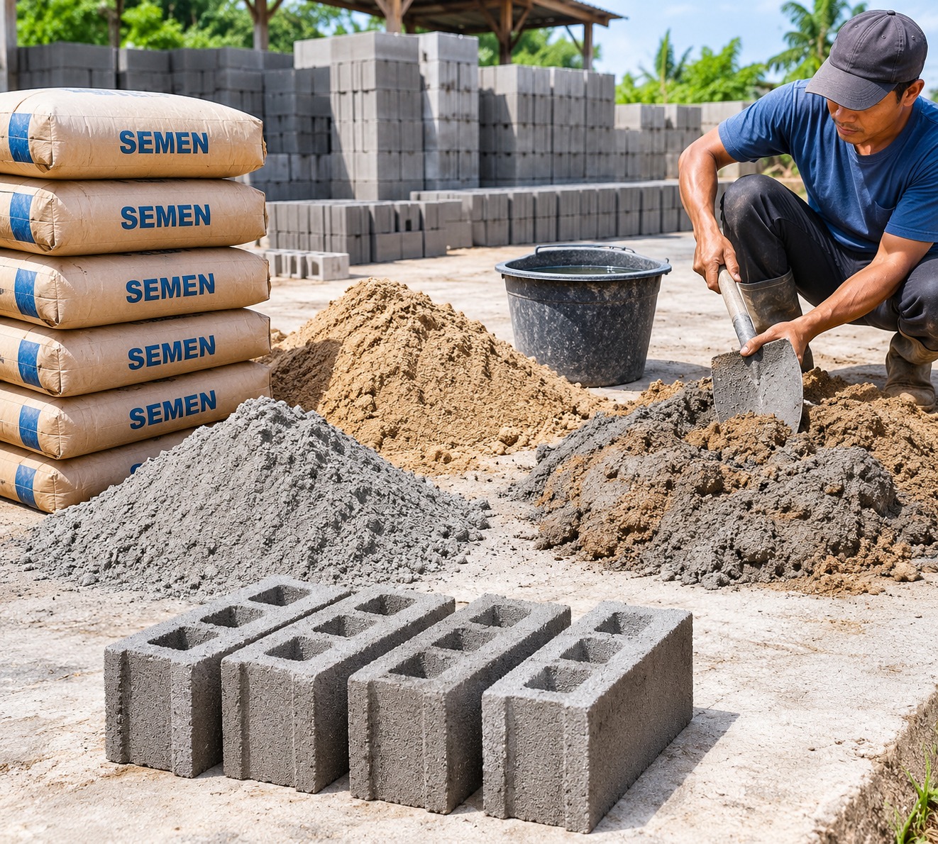 perbandingan semen pasir batako