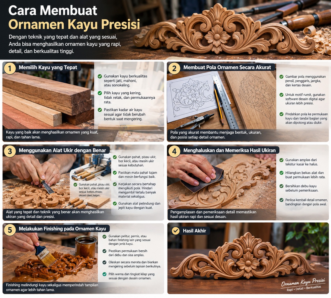 cara membuat ornamen kayu presisi